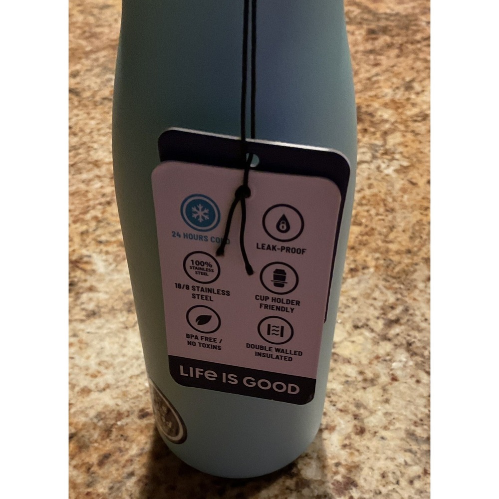 NWT Life is Good Stainless Steel Kids Water Bottle 14oz‎ W/Straw Blue Wild Child - Picture 3 of 7